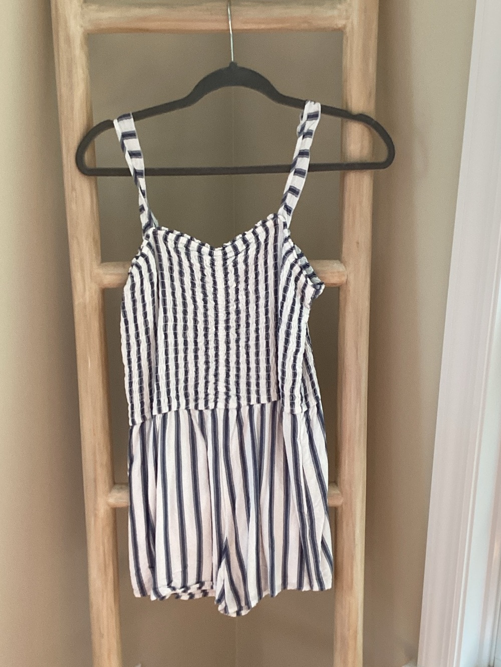 abercrombie kids Navy & White Striped Romper